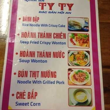 Thực đơn- Quán Ăn Ty Ty Quán - Cao Lầu & Bánh Đập