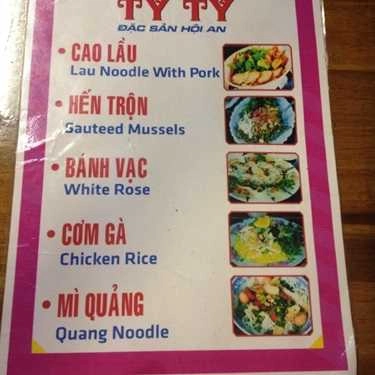 Thực đơn- Quán Ăn Ty Ty Quán - Cao Lầu & Bánh Đập