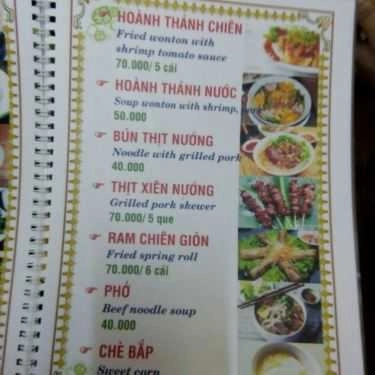 Thực đơn- Quán Ăn Tyty Quán - Đặc Sản Hội An