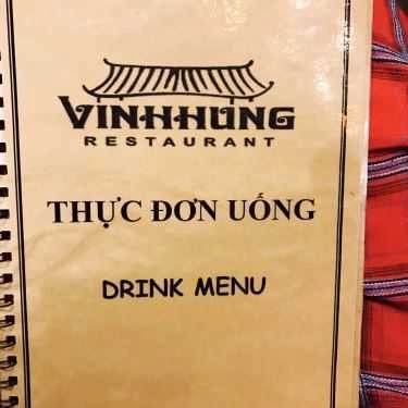 Thực đơn- Nhà Hàng Vĩnh Hưng Restaurant - Trần Phú