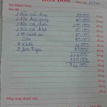 Thực đơn- Quán Ăn Tiệm Cơm Cây Gòn