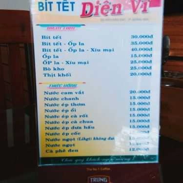Thực đơn- Quán Ăn Bít Tết Diên Vĩ