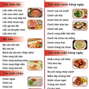 Thực đơn- Nhà Hàng Lâm Hải - Hải Sản Hạ Long & Món Ăn Đồng Quê