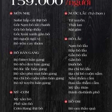 Thực đơn- Nhà Hàng Hòn Gai - Vườn Bia Phomai