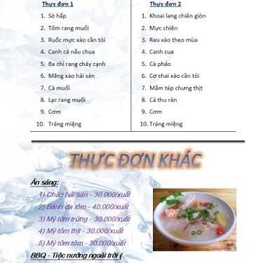 Thực đơn- Nhà Hàng Việt Hằng - Phục Vụ Ăn Uống & Tiệc Cưới