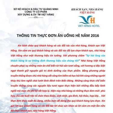 Thực đơn- Nhà Hàng Việt Hằng - Phục Vụ Ăn Uống & Tiệc Cưới