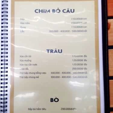 Thực đơn- Nhà Hàng Quán Đất - Đặc Sản Dân Tộc