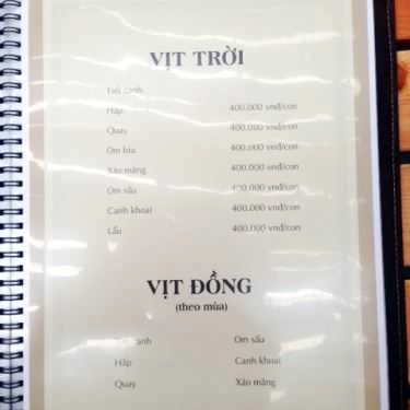 Thực đơn- Nhà Hàng Quán Đất - Đặc Sản Dân Tộc