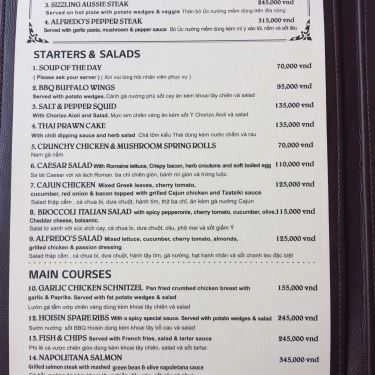 Thực đơn- Nhà Hàng Alfredo's Restaurant - Snomerset Cetral TD