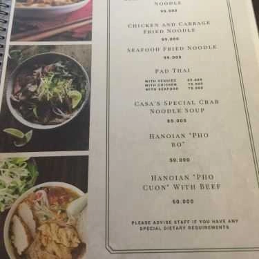 Thực đơn- Nhà Hàng Casa Bonita - Cafe & Restaurant