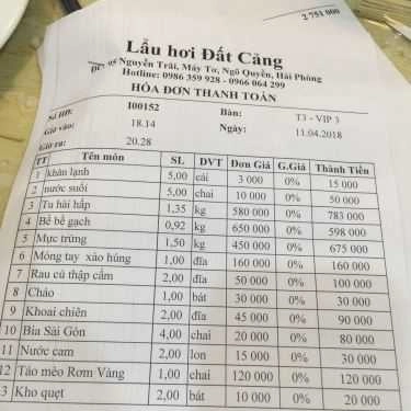 Thực đơn- Nhà Hàng Lẩu Hơi Đất Cảng