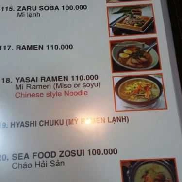 Thực đơn- Nhà Hàng Chie - Japanese Restaurant