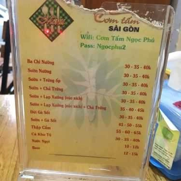 Thực đơn- Nhà Hàng Cơm Tấm Ngọc Phú
