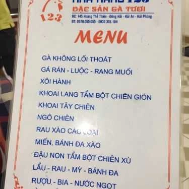 Thực đơn- Nhà Hàng Gà Tươi 123