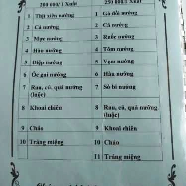 Thực đơn- Nhà Hàng Hải Âu - Hải Sản Tươi Sống