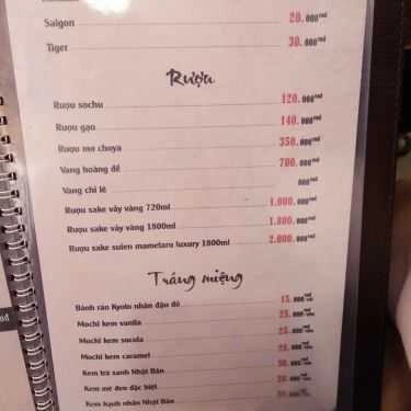 Thực đơn- Nhà Hàng Kyoto Restaurant - Ẩm Thực Nhật Hàn