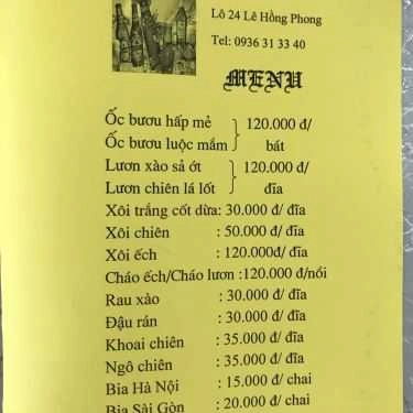 Thực đơn- Nhà Hàng Lẩu Ếch Đại Phong - Lê Hồng Phong