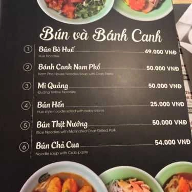 Thực đơn- Nhà Hàng Món Huế - Trần Hưng Đạo