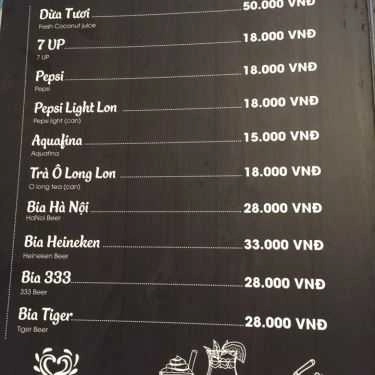 Thực đơn- Nhà Hàng Món Huế - Trần Hưng Đạo