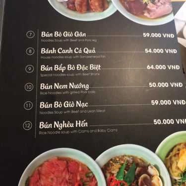 Thực đơn- Nhà Hàng Món Huế - Trần Hưng Đạo