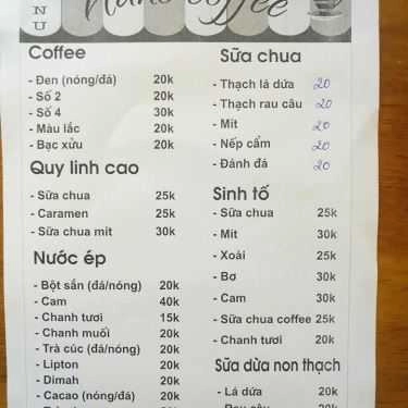 Thực đơn- Nano Coffee