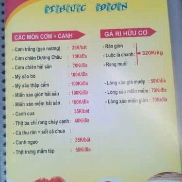 Thực đơn- Nhà Hàng Sạch Dương Thành