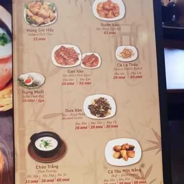 Thực đơn- Nhà Hàng Nam Cháo - Quán Nam