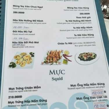 Thực đơn- Talata - Nhà Hàng Hải Sản