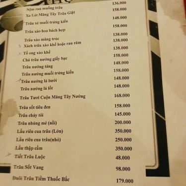 Thực đơn- Nhà Hàng Trâu Ngon Quán