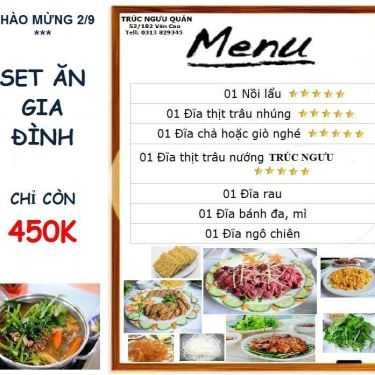 Thực đơn- Nhà Hàng Trúc Ngưu - Cơm Niêu & Đặc Sản Trâu Né