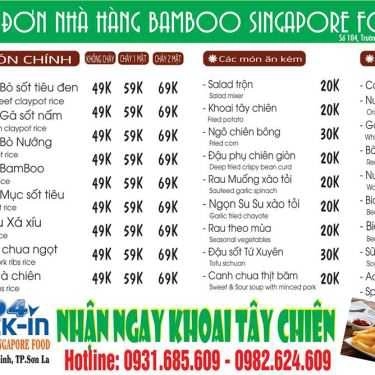 Thực đơn- Nhà Hàng Bamboo Singapore Food - Cơm niêu Singapore