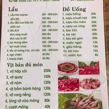 Thực đơn- Nhà Hàng Bò Nhúng Dấm 888