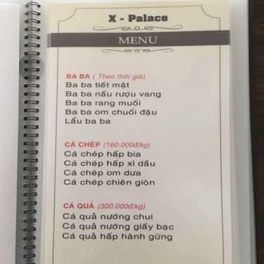 Thực đơn- Nhà Hàng X Palace - Lẩu & Nướng BBQ