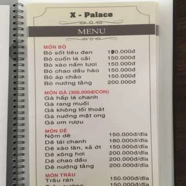 Thực đơn- Nhà Hàng X Palace - Lẩu & Nướng BBQ
