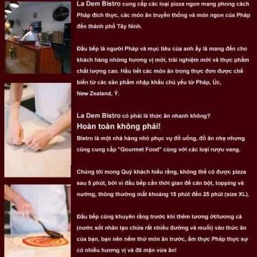 Thực đơn- Nhà Hàng La Dem Bistro - Ẩm Thực Pháp