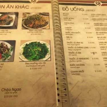 Thực đơn- Nhà Hàng Lẩu Nướng Không Khói - Nguyễn Thái Học