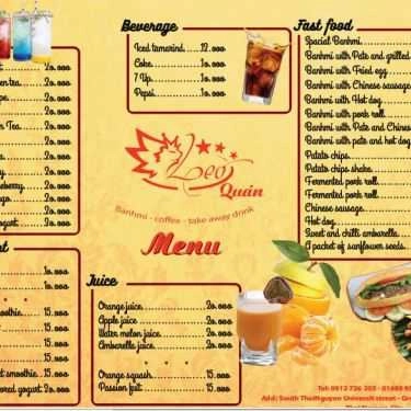Thực đơn- Leo Quán - Bánh Mì Kẹp, Coffee