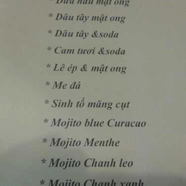 Thực đơn- Notes Coffee & Music