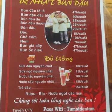 Thực đơn- Quán Ăn Đệ Nhất Bún Đậu