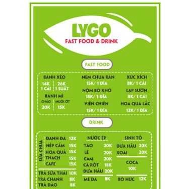 Thực đơn- Cafe Lygo - Fast Food & Drink