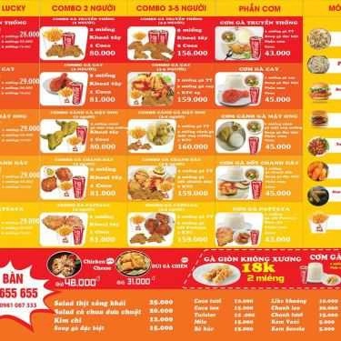 Thực đơn- Quán Ăn Lucky Chicken - Gà Rán Thái Lan