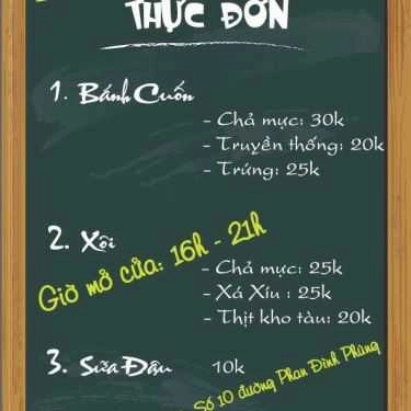 Thực đơn- Quán Ăn Bà Nha - Bánh Cuốn & Xôi Mẹt