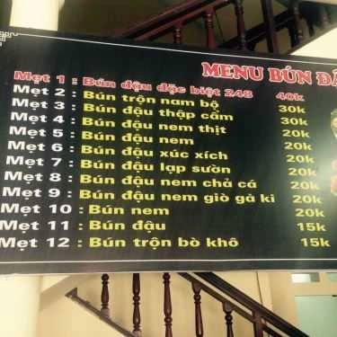 Thực đơn- Quán Ăn Bún Đậu Mắm Tôm - Đường Ga