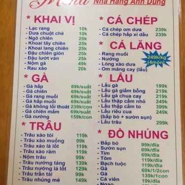 Thực đơn- Nhà Hàng Anh Dũng - Ẩm Thực Gà Tươi Mạnh Hoạch
