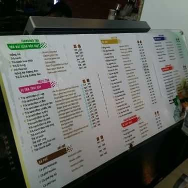 Thực đơn- Cafe Ding Tea Thái Nguyên
