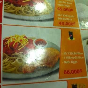 Thực đơn- Nhà Hàng Jollibee - Lương Ngọc Quyến