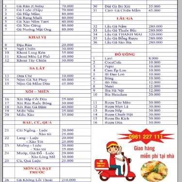 Thực đơn- Nhà Hàng Thanh Mai Quán - Vua Gà Tươi Mạnh Hoạch