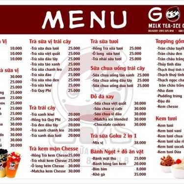 Thực đơn- Cafe Trà Sữa Goku