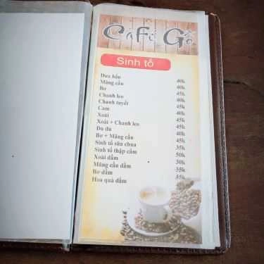 Thực đơn- Cafe Cà Fê Gỗ