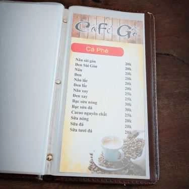 Thực đơn- Cafe Cà Fê Gỗ